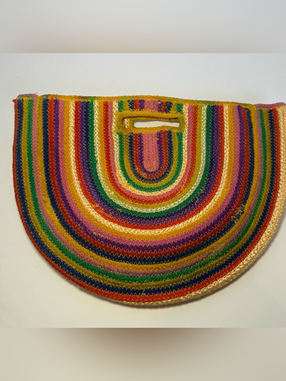 Fabulous MJ New York Rainbow Woven Half-Moon Tote Bag